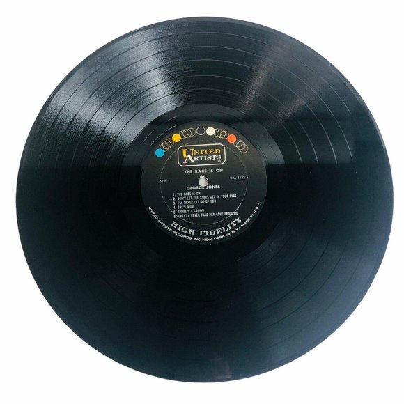 George Jones The Race Is On LP Album UAL 3422 Vinyl Record Cartoon Cover Tested - Picture 4 of 8